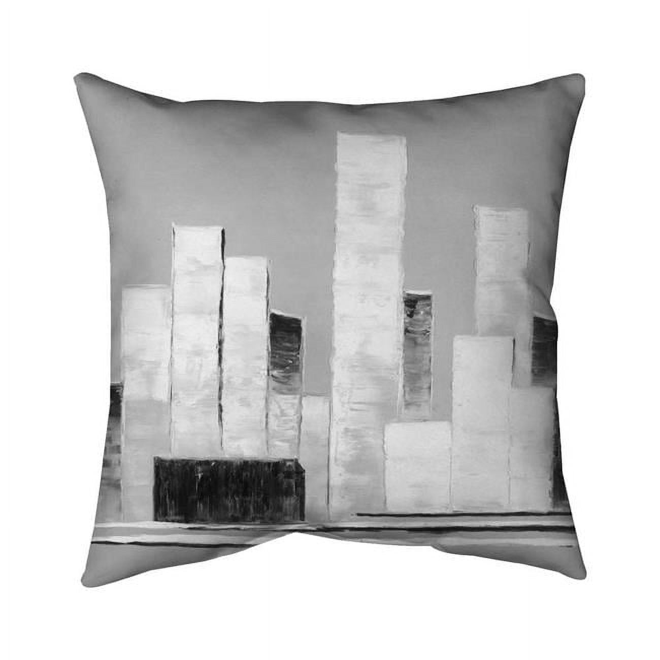 18 x 18 in. Abstract Black & White Buildings-Double Sided Print Indoor Pillow