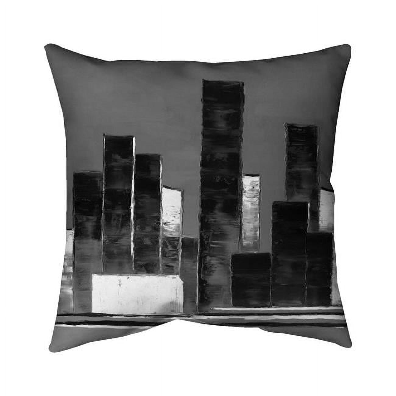 18 x 18 in. Abstract Black & White Buildings-Double Sided Print Indoor Pillow
