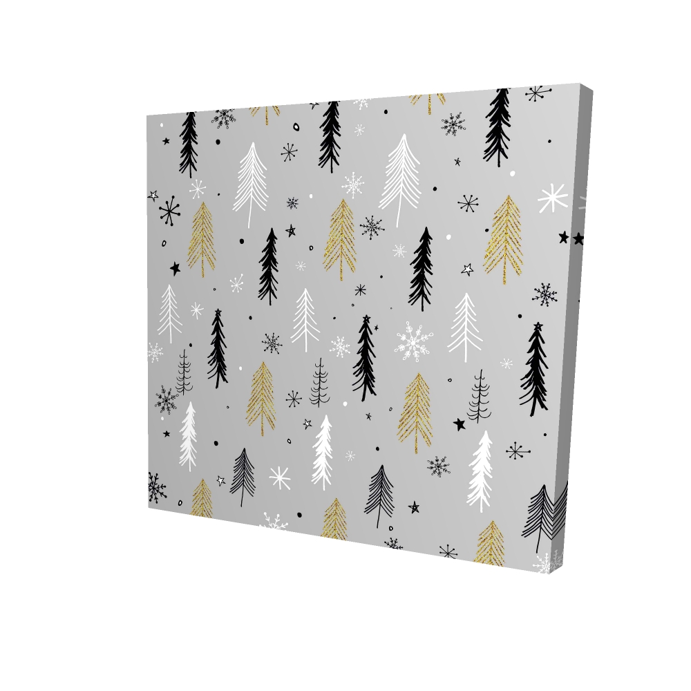 2080-2424-HO3-1 24 x 24 in. Christmas Tree Pattern Canvas - White Bedroom Decor Art