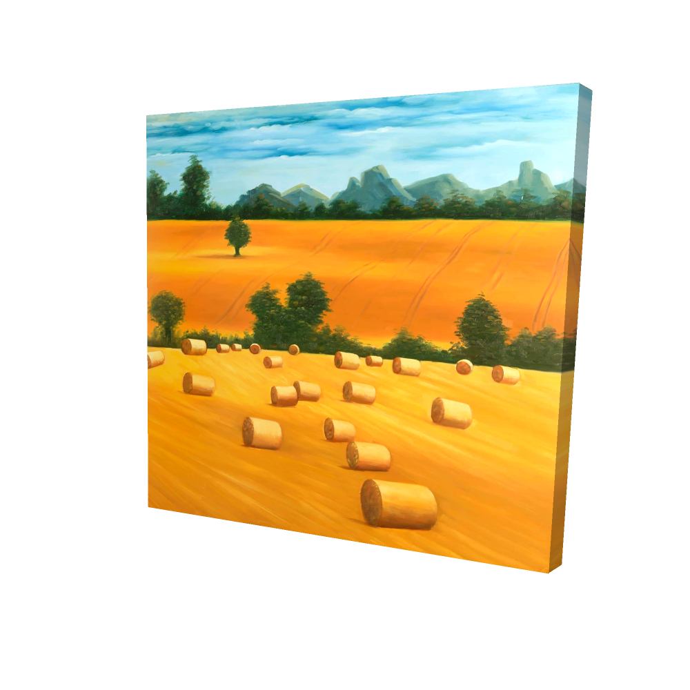 2080-2424-LA104 24 x 24 in. Hay Bale Fields Blue Canvas - Landscape Tree Home Decor