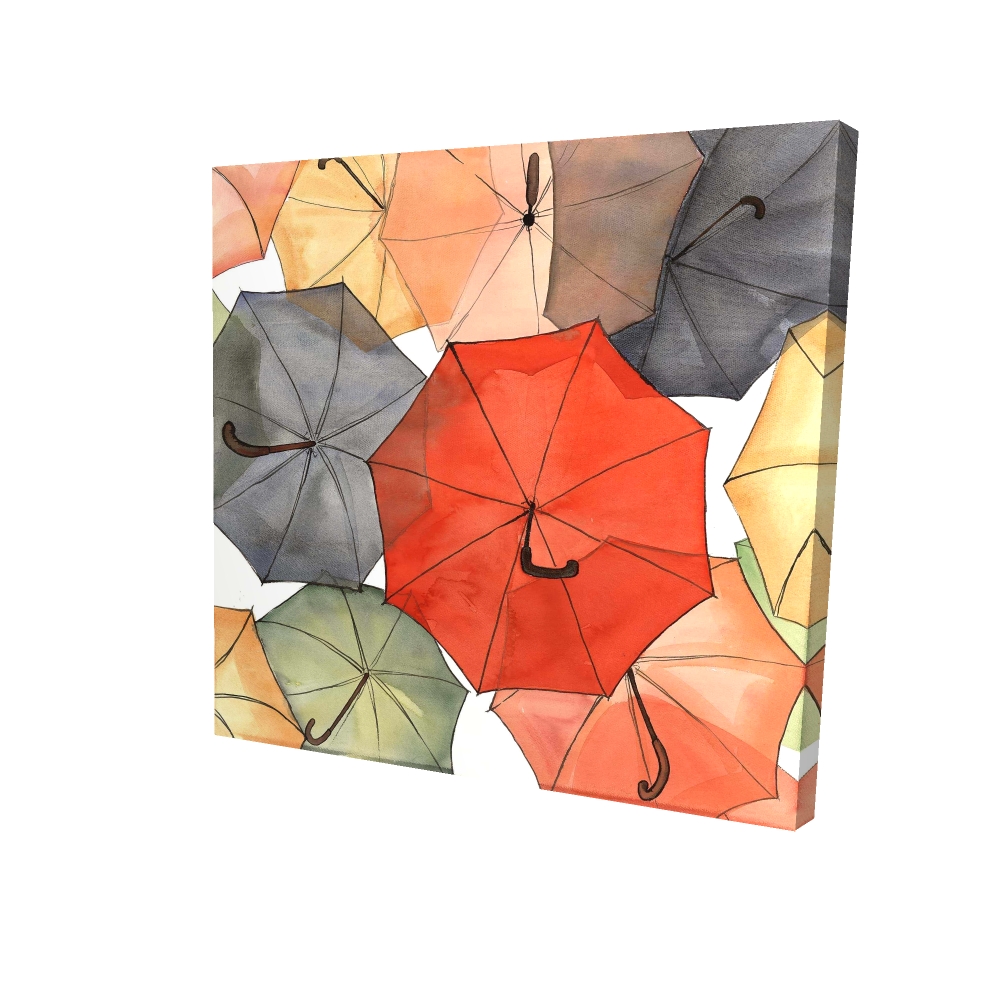 2080-2424-MI109 24 x 24 in. Red Canvas Art - The Umbrellas of Petit Champlain & Home Decor