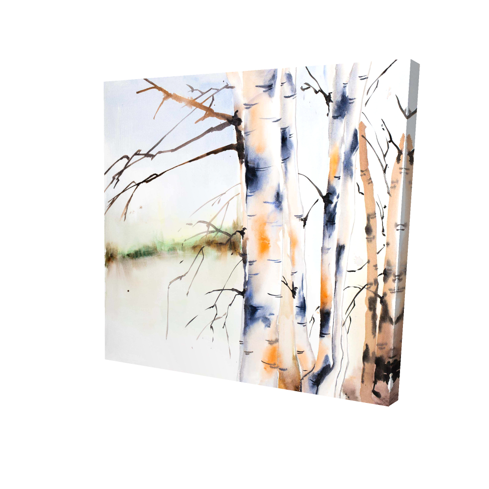 2080-2424-LA132 24 x 24 in. Birchs Trunks Blue Canvas Art - Home Decor Trees Illustration