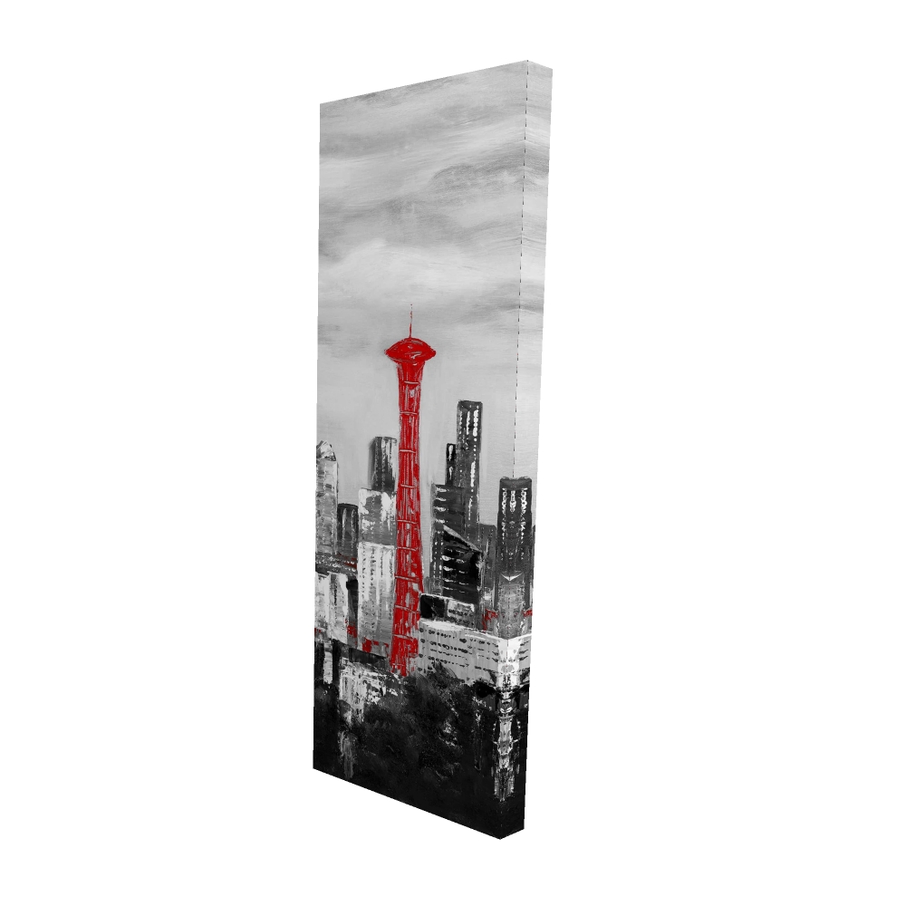 2080-4816-CI271 16 x 48 in. Space Needle in Red Canvas - White Cities Building Decor