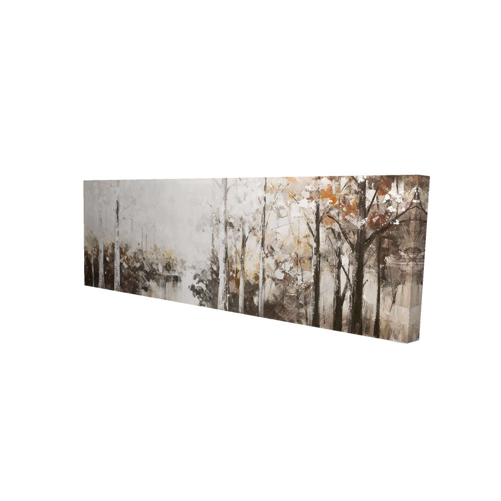 2080-1648-LA18 16 x 48 in. Abstract White Forest Brown Canvas - Landscape Tree Decor