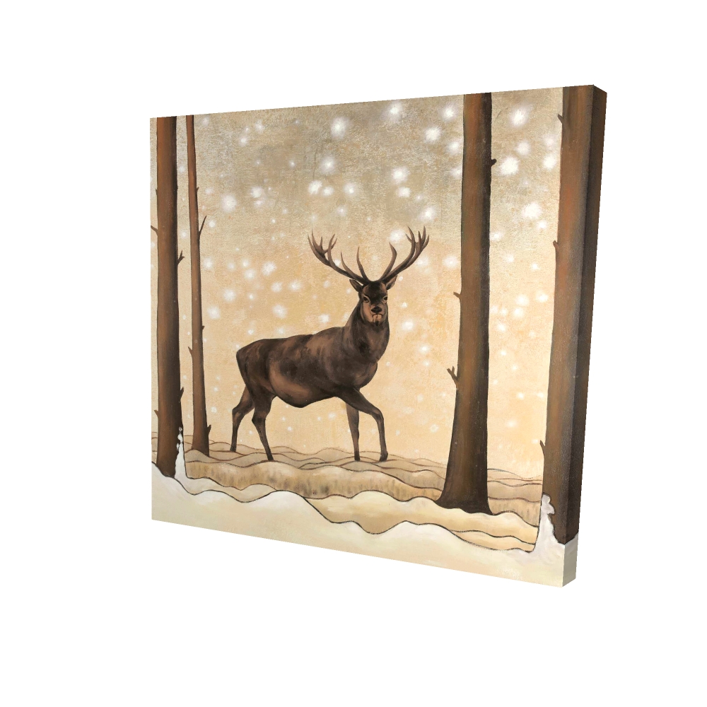 2080-2424-AN285 24 x 24 in. Rustic Roe Deer Canvas - Winter Landscape Art for Bedroom Decor