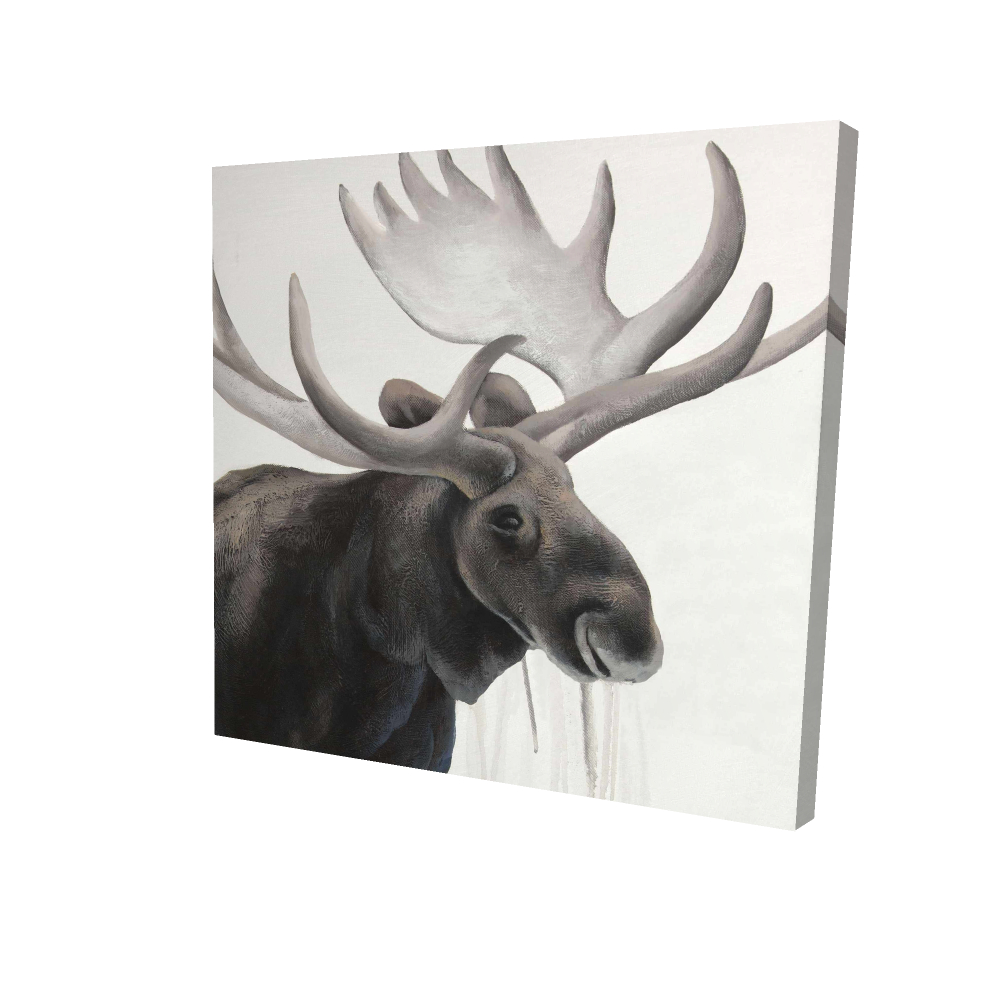2080-2424-AN439-2 24 x 24 in. Rustic Moose Brown Canvas - Home Decor Wall Art - Deer Theme