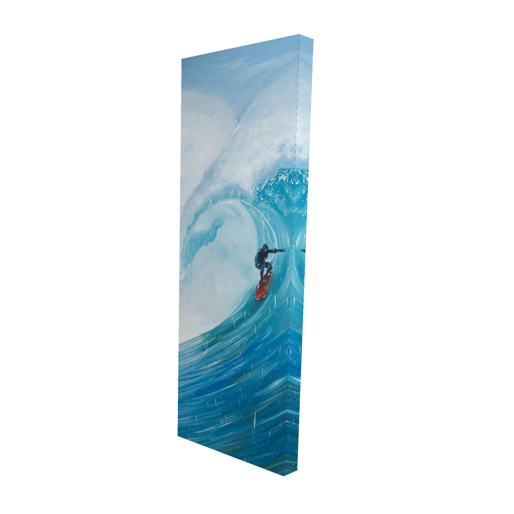 2080-4816-SP49 16 x 48 in. Surfer on A Big Wave Blue Canvas - Man Cave Wall Art Decor