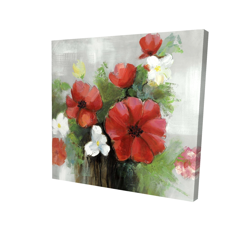 2080-2424-FL4 24 x 24 in. White Bedroom Canvas - Abstract Wild Flowers Bundle Decor
