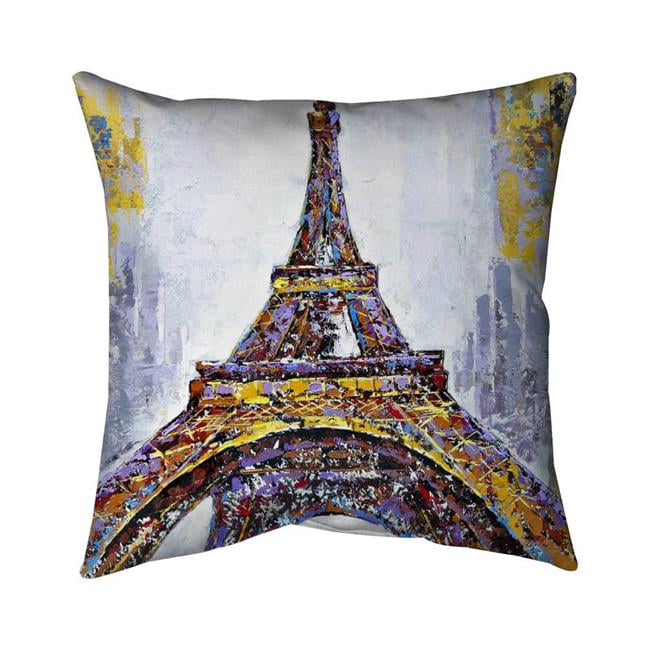 18 x 18 in. Abstract Paint Splash Eiffel Tower-Double Sided Print Indoor Pillow