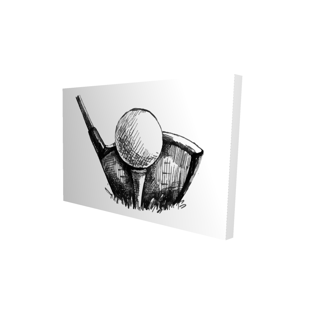 2080-2436-SP4-1 24 x 36 in. Golf Ball Black & White Canvas - Man Cave Decor - Home Hobbies