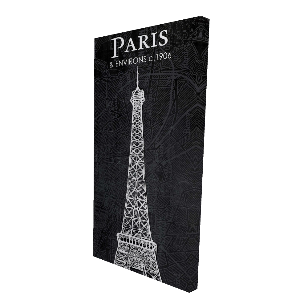 2080-4824-CI142 24 x 48 in. Eiffel Tower Sketch Canvas - Gray Building Wall Art Decor