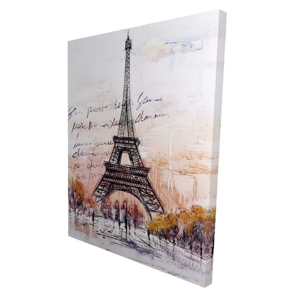 2080-4836-CI121 36 x 48 in. Eiffel Tower Sketch Gray Canvas - Bedroom Decor - Trees