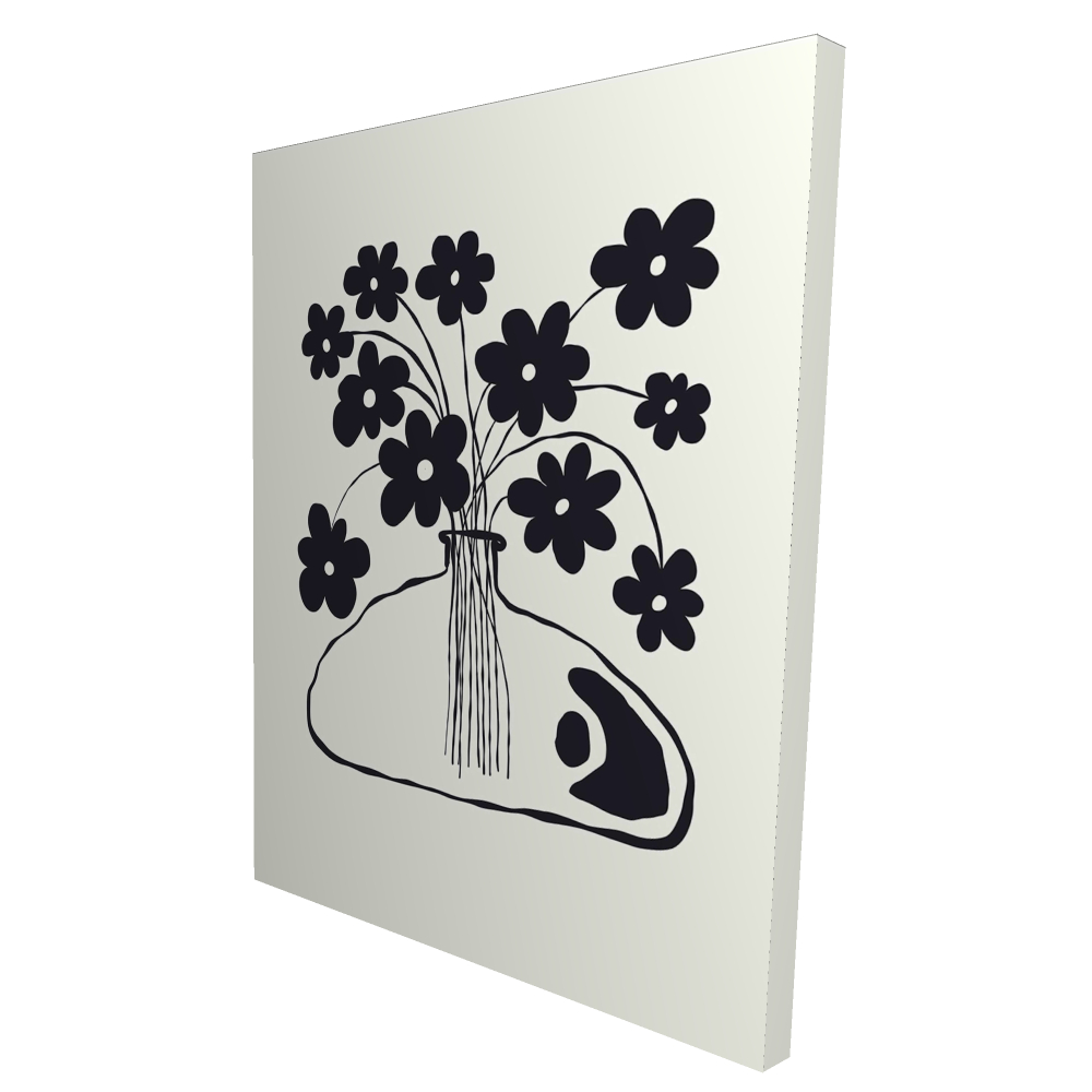 2080-4836-FL397 36 x 48 in. Minimalist Black Canvas Flower Pot - Elegant Home Decor Art