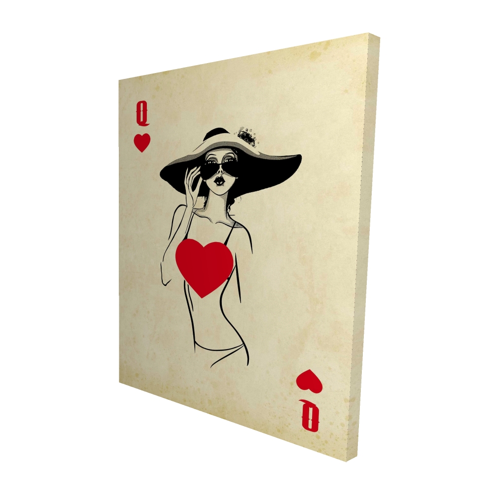 2080-6048-MI14 48 x 60 in. Retro Black Canvas Queen of Hearts - Home Decor Wall Art