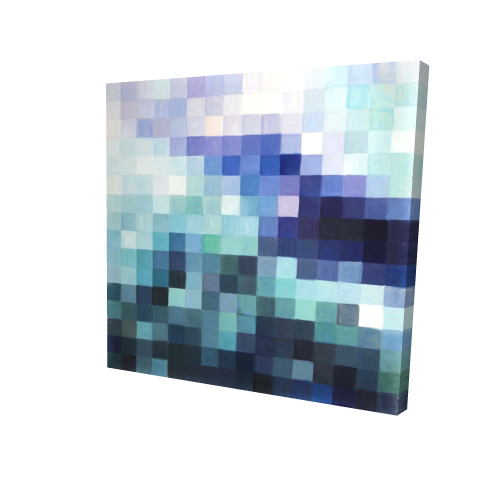 2080-2424-MI103 24 x 24 in. Pixelized Landscape Abstract Shapes Blue Canvas - Home Decor