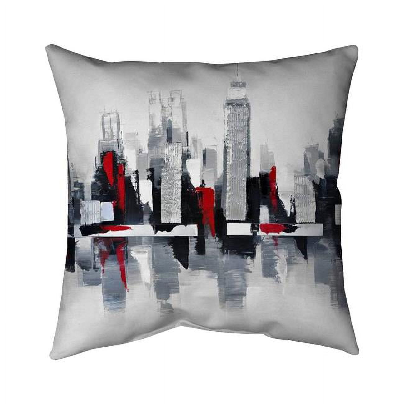 18 x 18 in. Grey & Red Cityscape-Double Sided Print Indoor Pillow