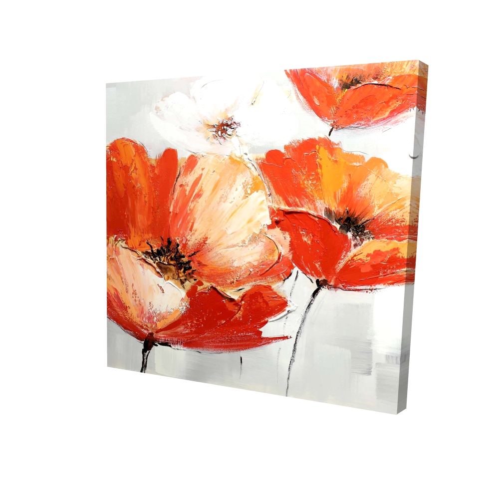 2080-2424-FL56-CR 24 x 24 in. Red Wild Flowers Canvas - Botanical Contemporary Home Decor