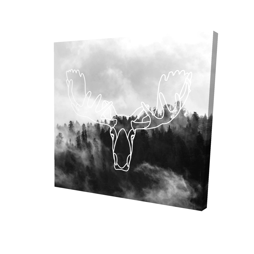 2080-2424-AN456 24 x 24 in. Minimalist Moose Head Canvas - Rustic Deer Home Decor
