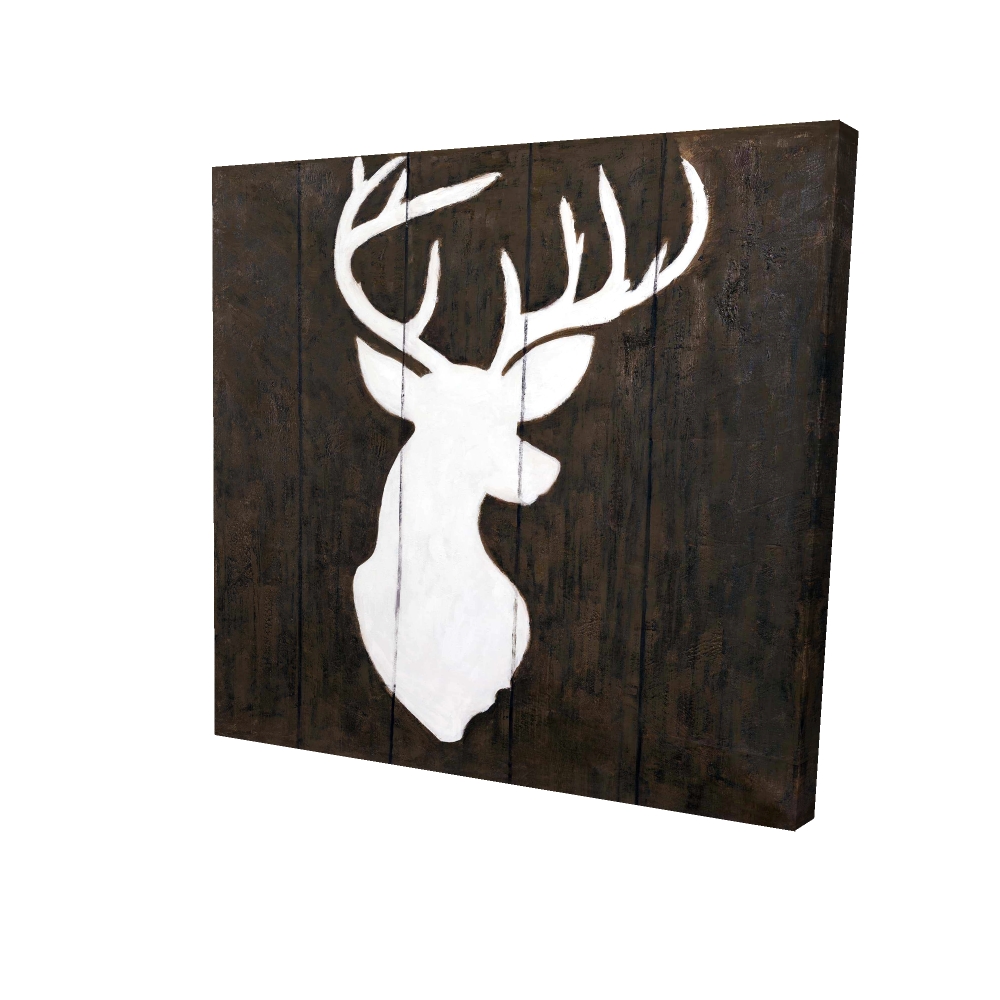 2080-2424-AN89 24 x 24 in. White Deer Silhouette Canvas - Home Decor Wall Art
