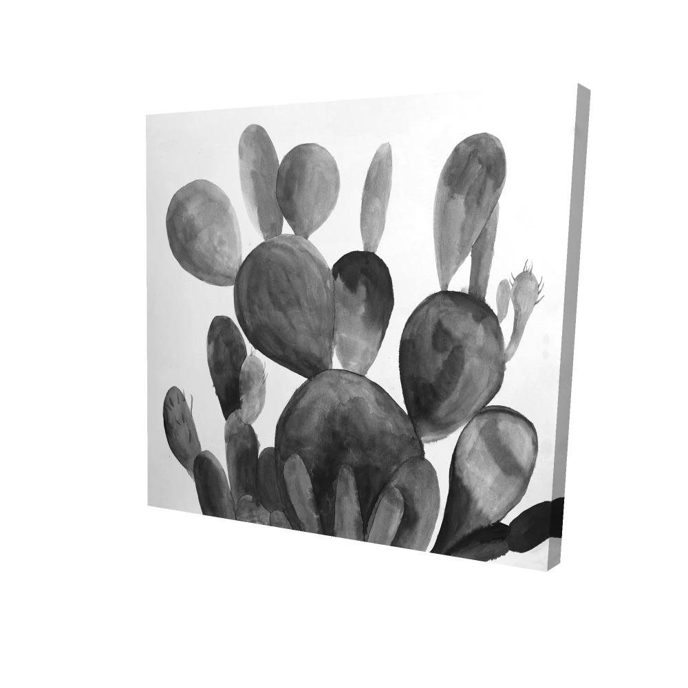 2080-2424-FL287 24 x 24 in. Gray Botanical Canvas - Grayscale Paddle Cactus Plant Decor