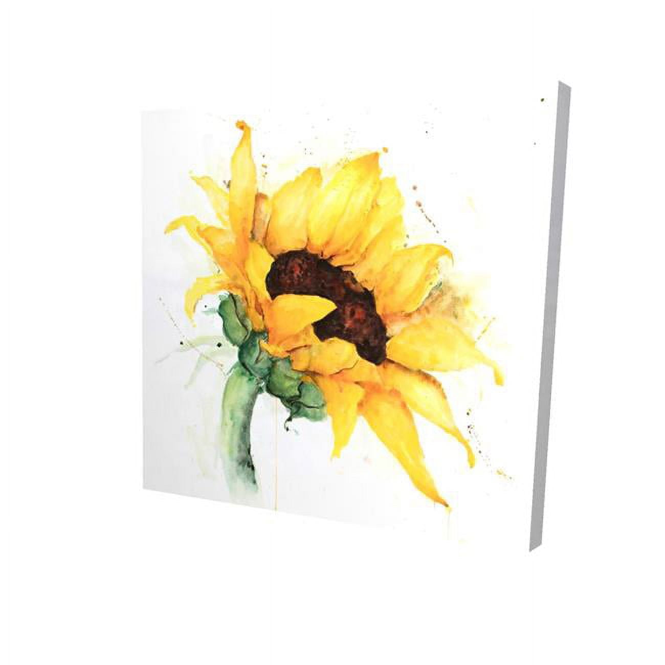 8 x 8 in. Watercolor Sunflower with Paint Splash-Print on Canvas