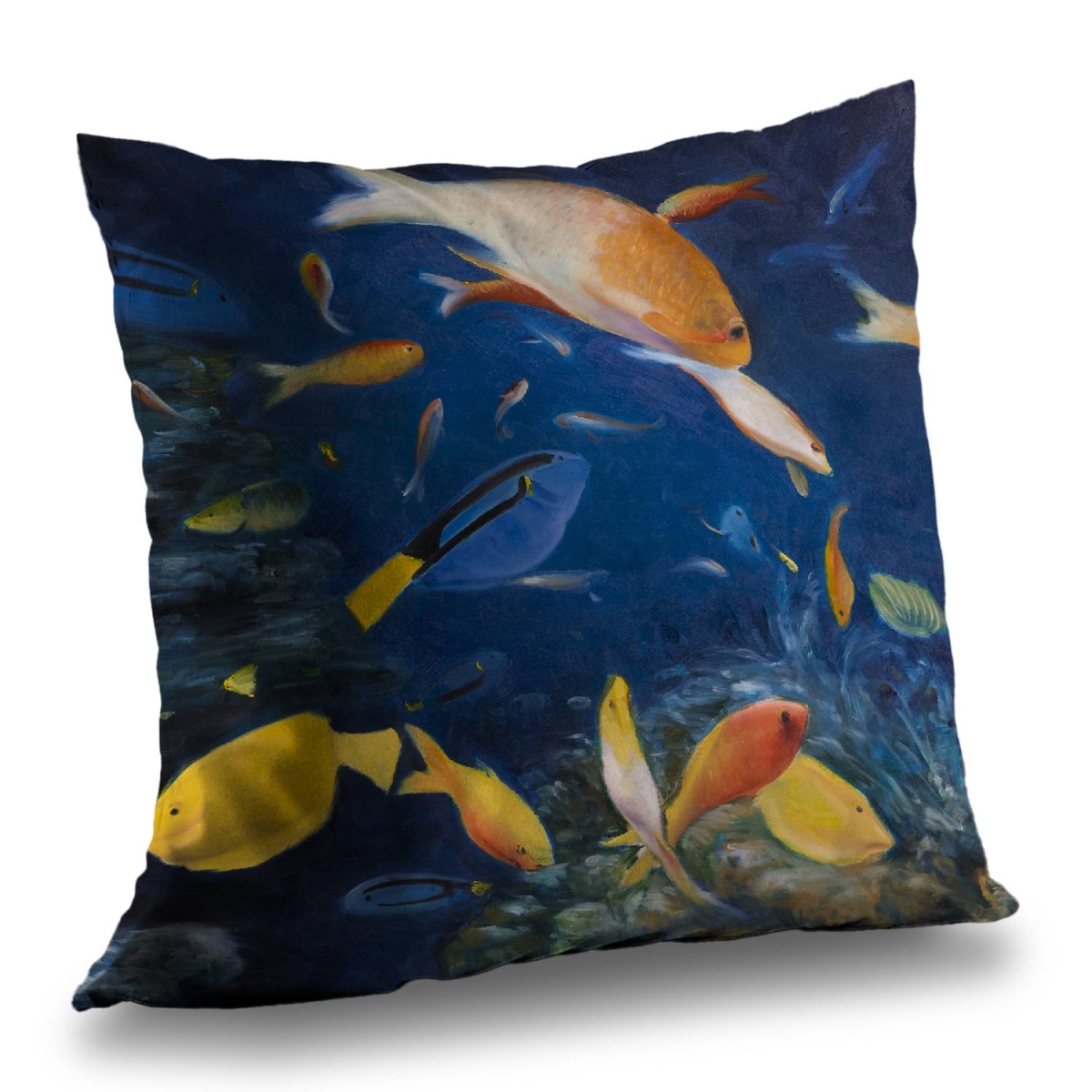 C1PT1414X8ZKG9 14 x 14 in. Colorful Fish Under the Sea - Exotic Poly Twill Throw Pillow