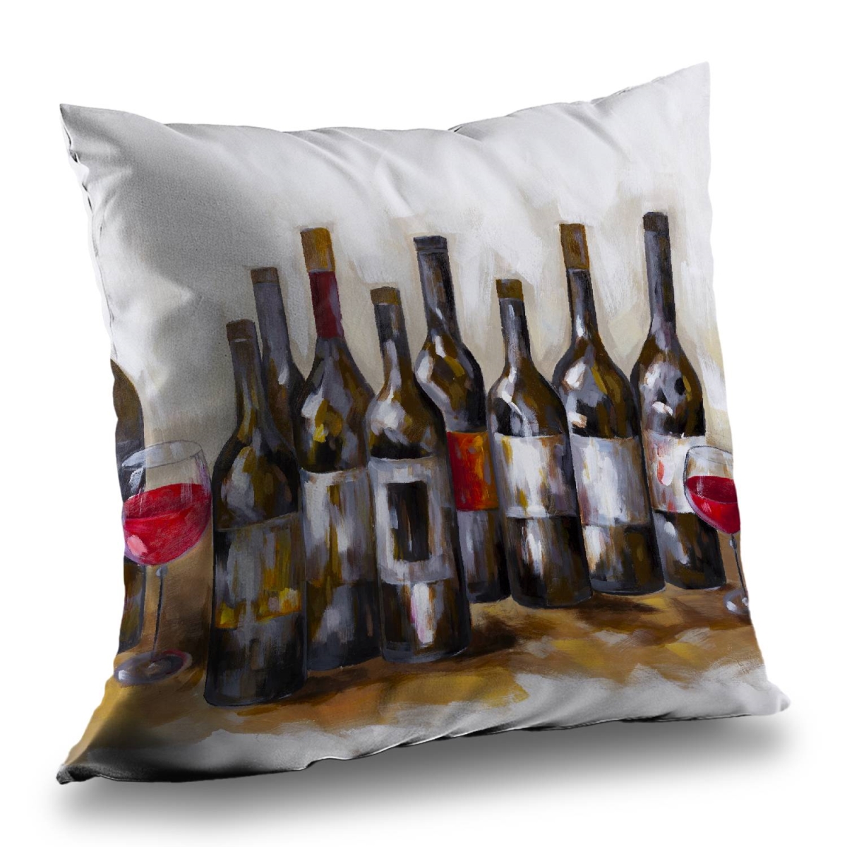 C1PT1414WS3XVJ 14 x 14 in. Red Wine Bottles Throw Pillow Insert - Kitchen Decor Accent
