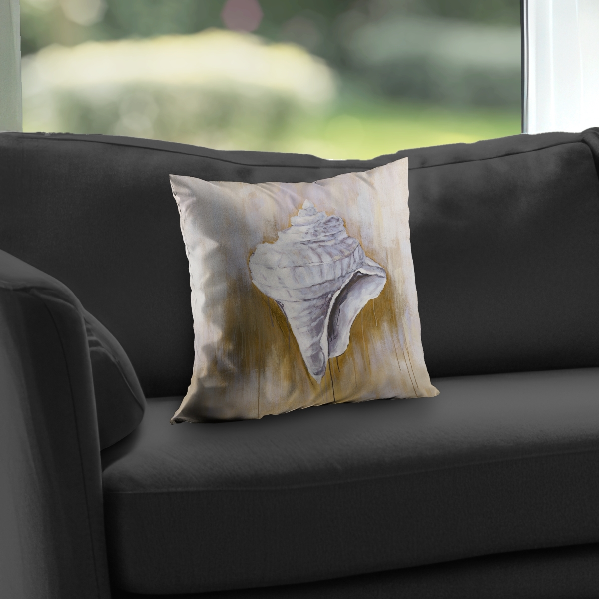 C1PT1414GGAU3W 14 x 14 in. Conical Shell Bedroom Still Life Throw Pillow - Home Decor