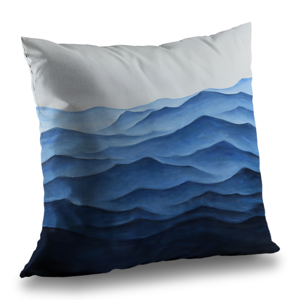 C1PT14145Y200V 14 x 14 in. Blue Ocean Bathroom Waves Poly Twill Throw Pillow - Home Decor