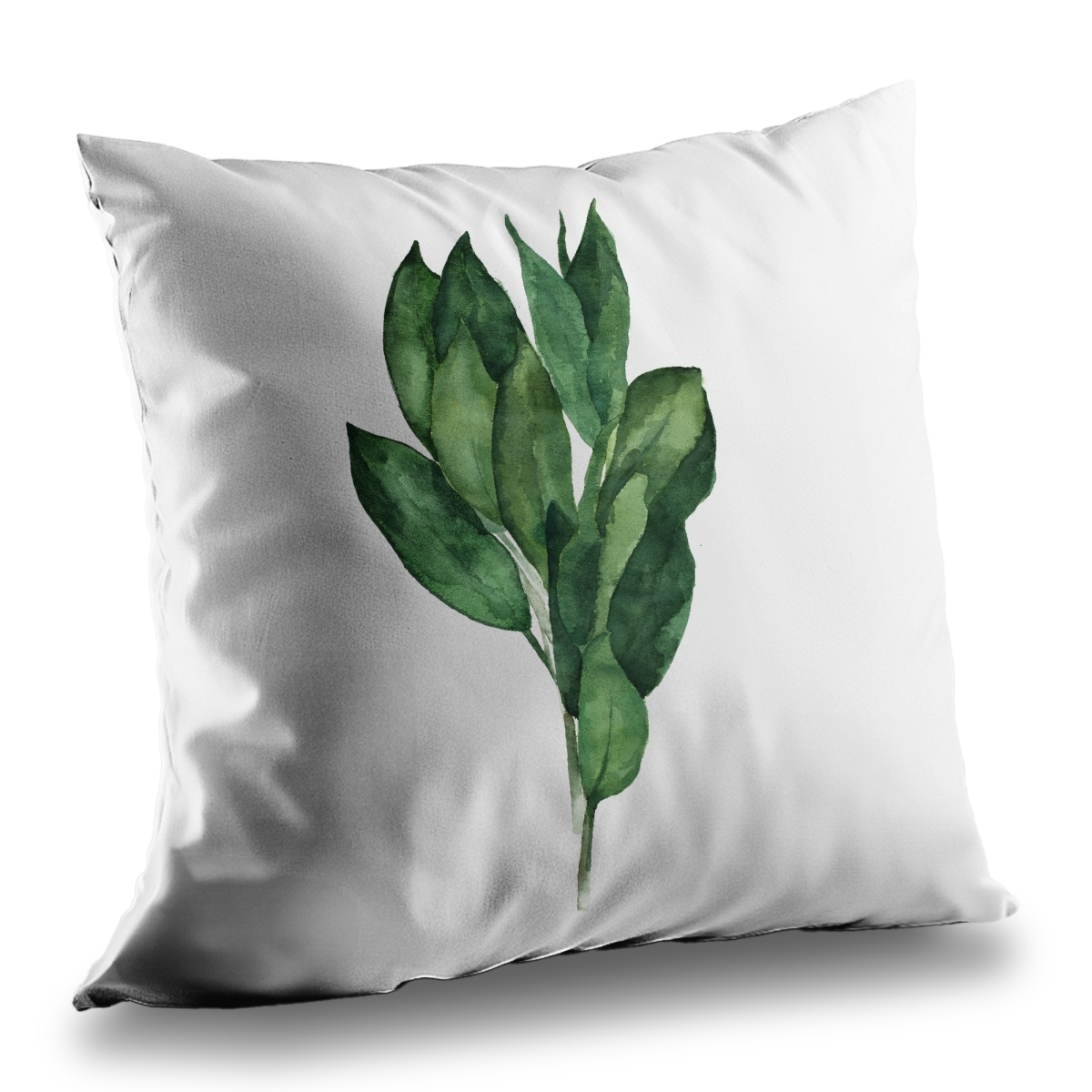 C1PT1414A5OFE0 14 x 14 in. Bay Leaves Bundle - Minimalist White Poly Twill Throw Pillow