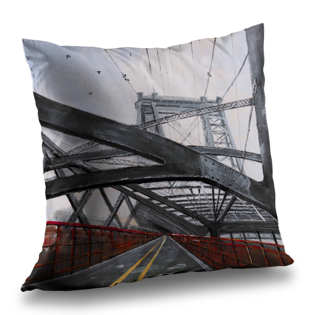 C1PT1414TTLCS3 14 x 14 in. Bridge Architecture Gray Poly Twill Throw Pillow - Home Decor