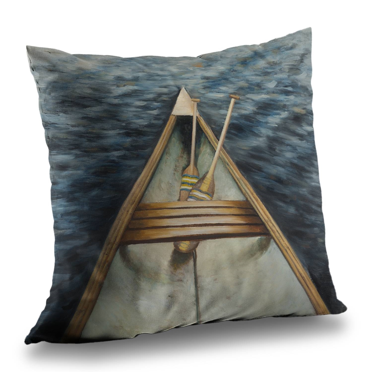 C1PT1414IST2RG 14 x 14 in. Canoeing on the Lake Throw Pillow - Coastal Home Decor Accent