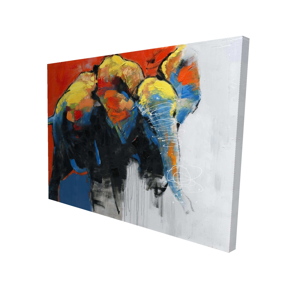 2080-3648-AN19 36 x 48 in. Colorful Abstract Moving Elephant Canvas - Home Decor Art
