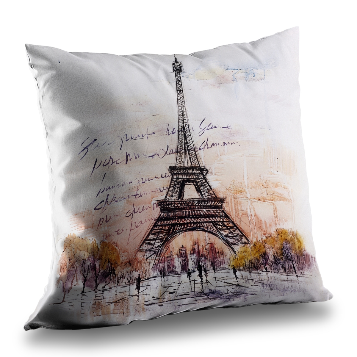 C1PT1414ULP8LF 14 x 14 in. Eiffel Tower Sketch Throw Pillow - Orange Bedroom Decor Insert