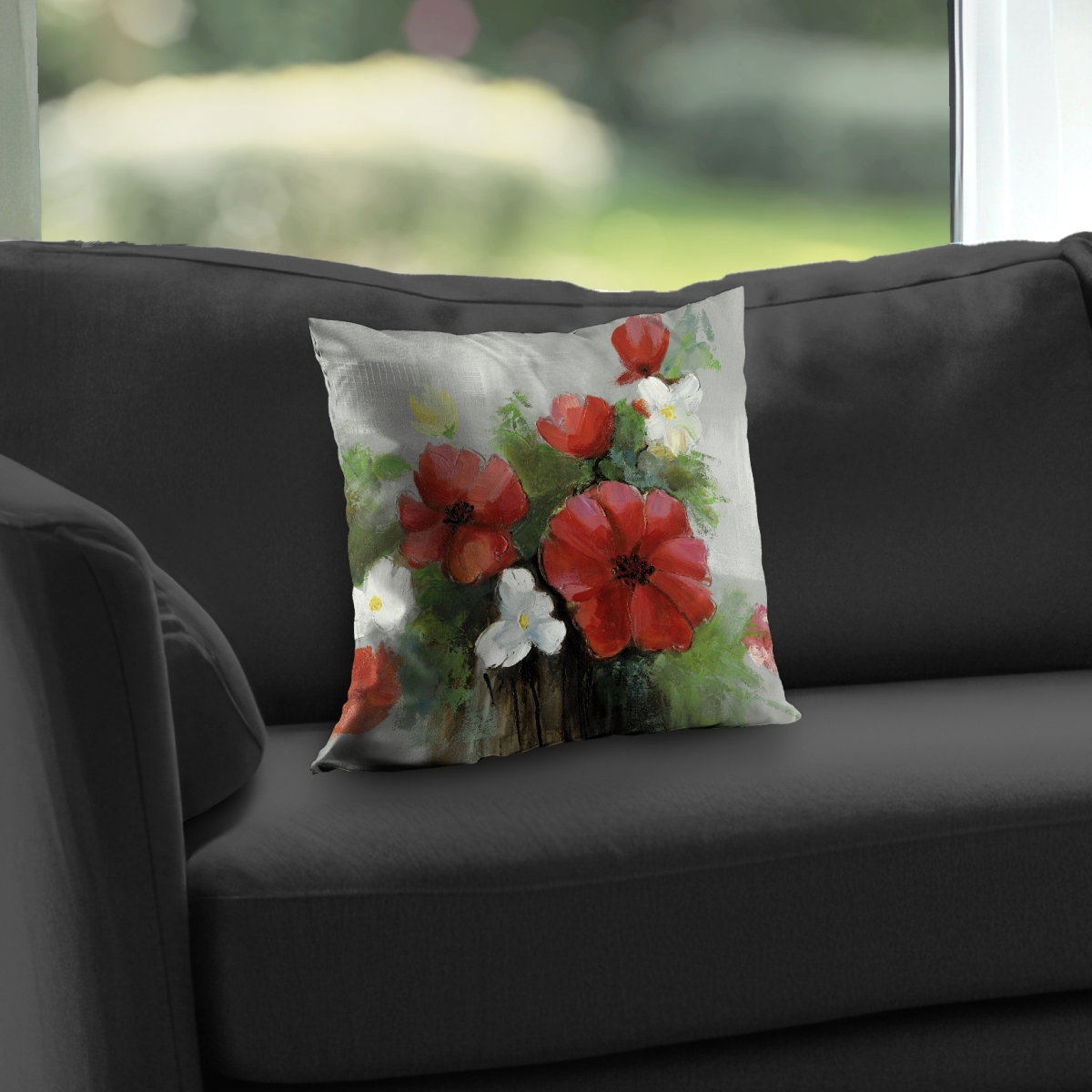 C1PC1414OVNGLK 14 x 14 in. Abstract Wild Flowers Bundle - Office Gray Poly Twill Throw