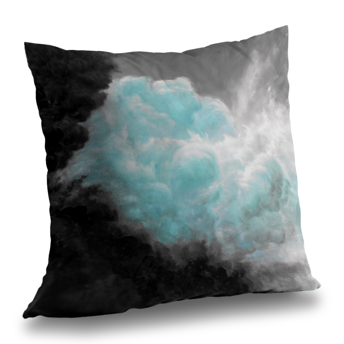 C1PT14141CT53W 14 x 14 in. Turquoise Clouds - Contemporary Gray Poly Twill Throw Pillow
