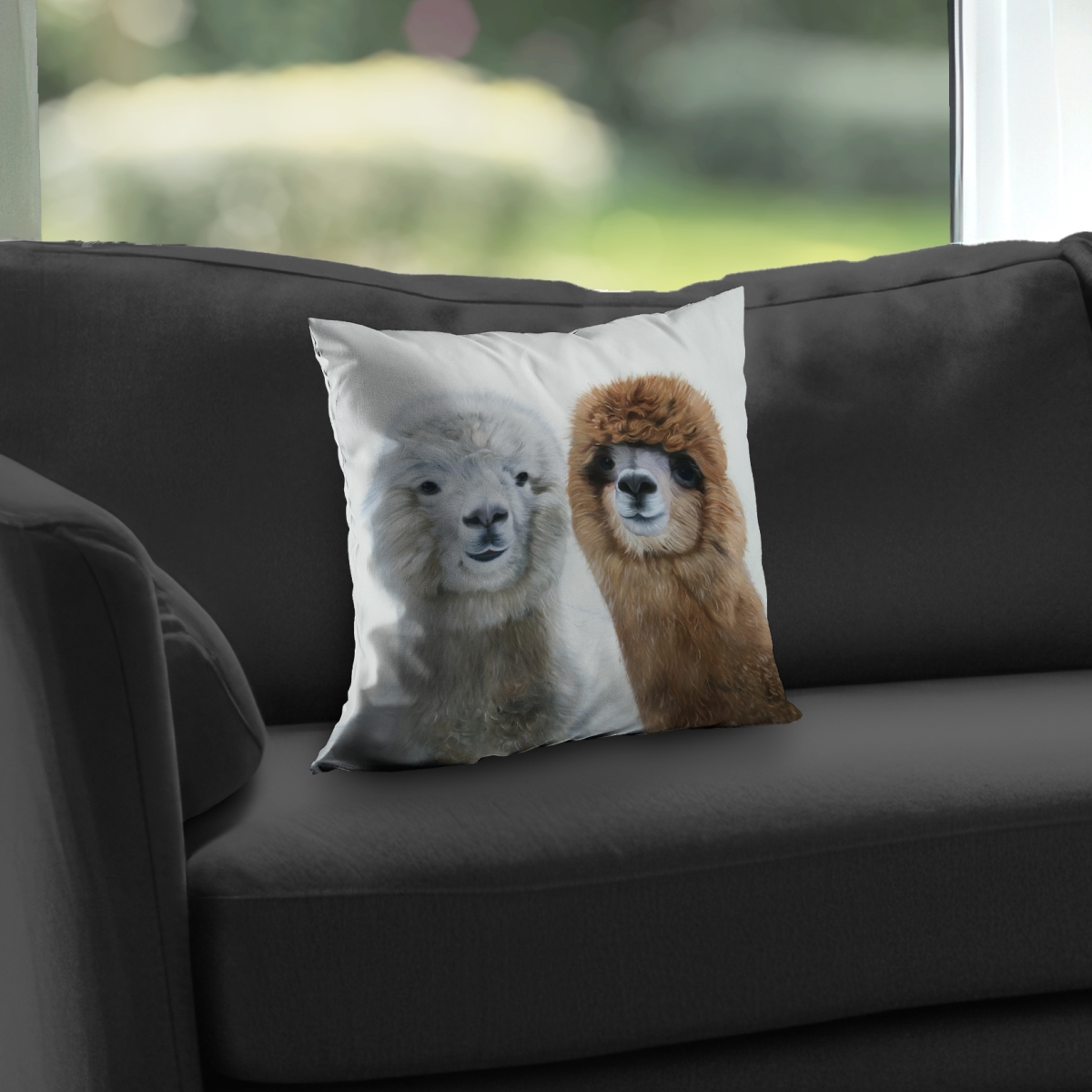C1PT14145HX5FE 14 x 14 in. Two Lamas Rustic Beige Poly Twill Throw Pillow Insert - Home Decor