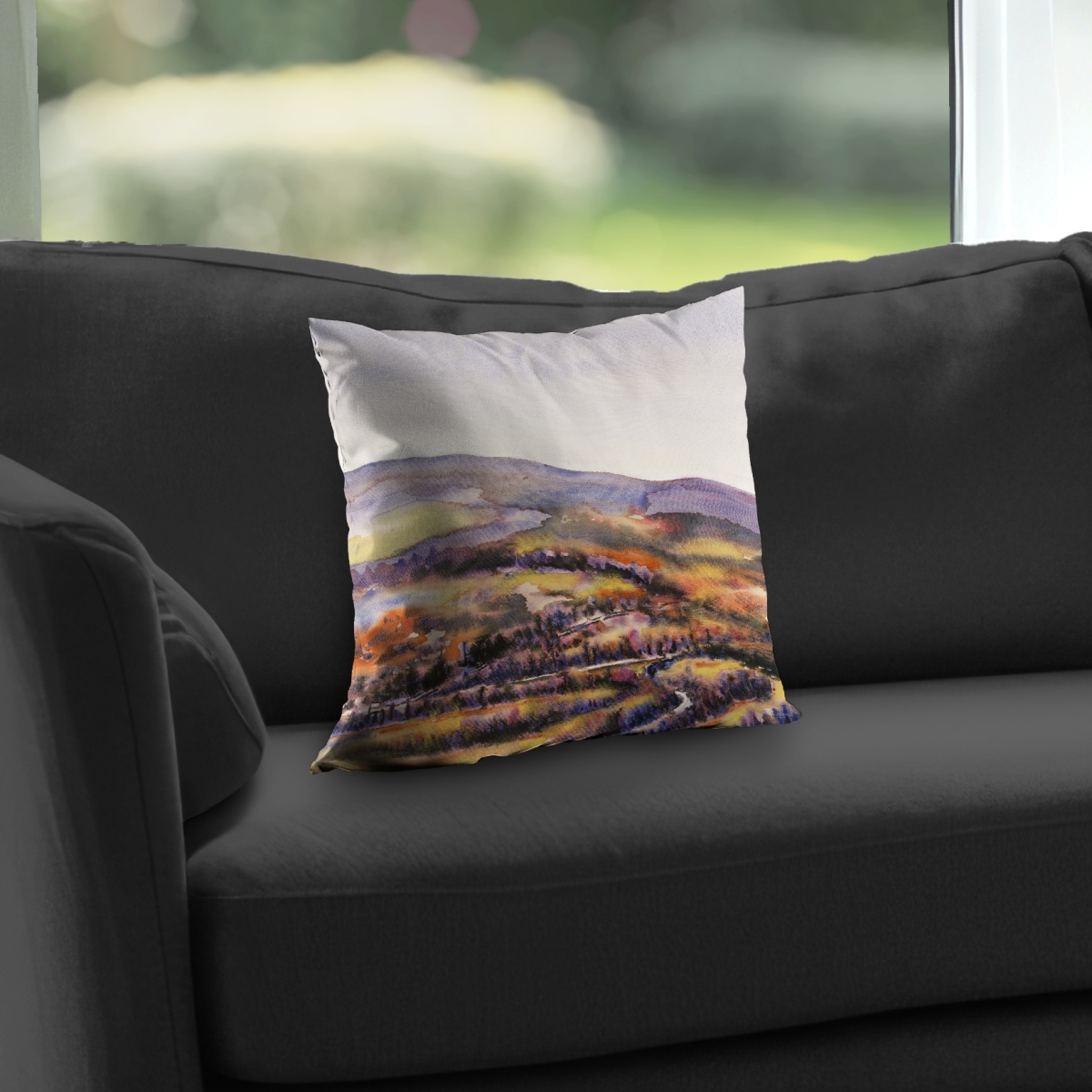 C1PT1414TSNVX7 14 x 14 in. Beautiful Hills Trees Landscapes Poly Twill Throw Pillow Insert