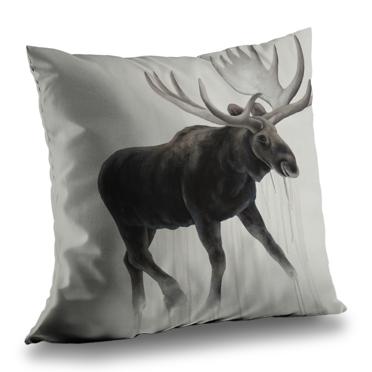 C1PT1414R5JBL5 14 x 14 in. Walking Moose Beige Poly Twill Throw Pillow - Home Decor Insert