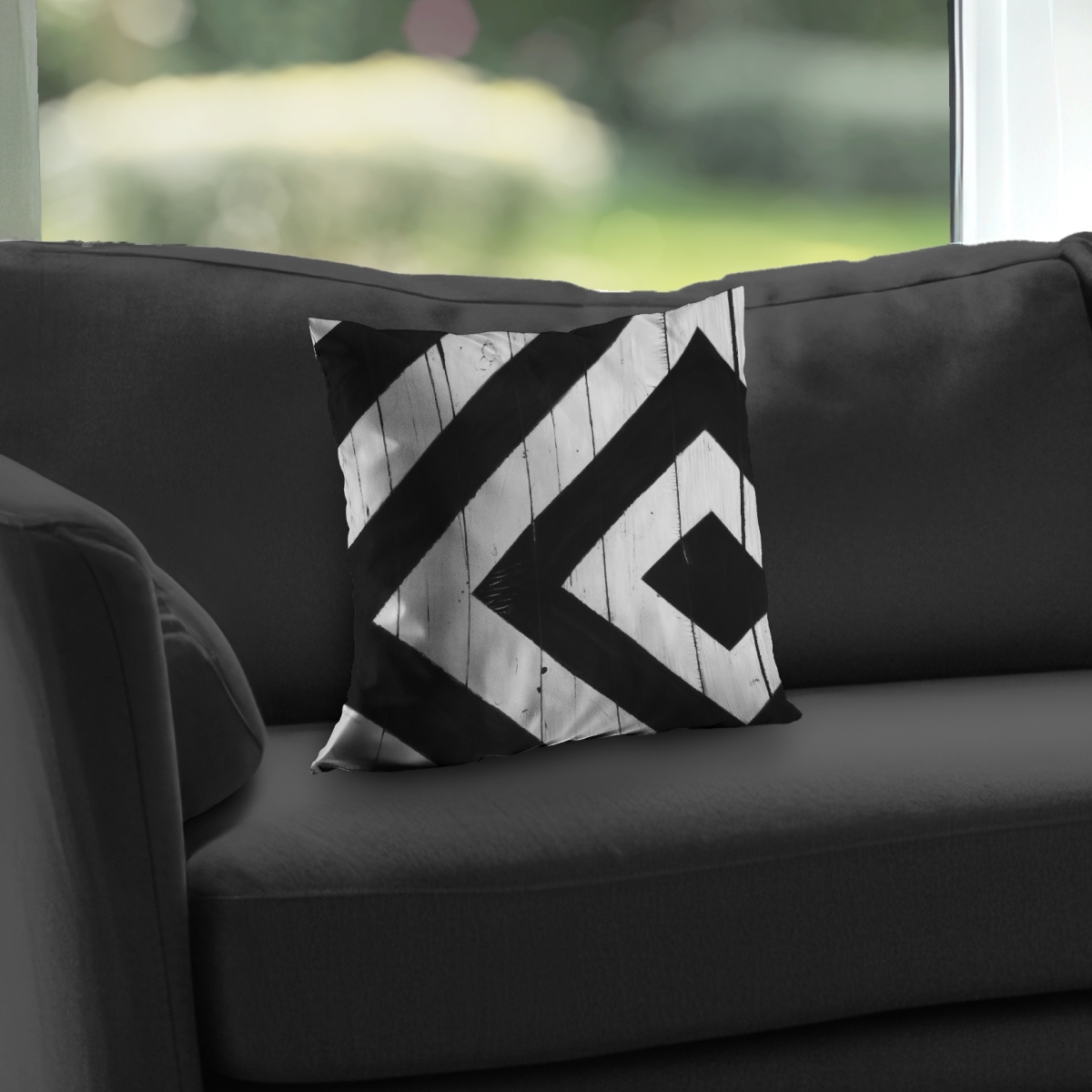 C1PT1414QYHQ3B 14 x 14 in. Rhombus on Wood Throw Pillow - Gray Black White Poly Twill