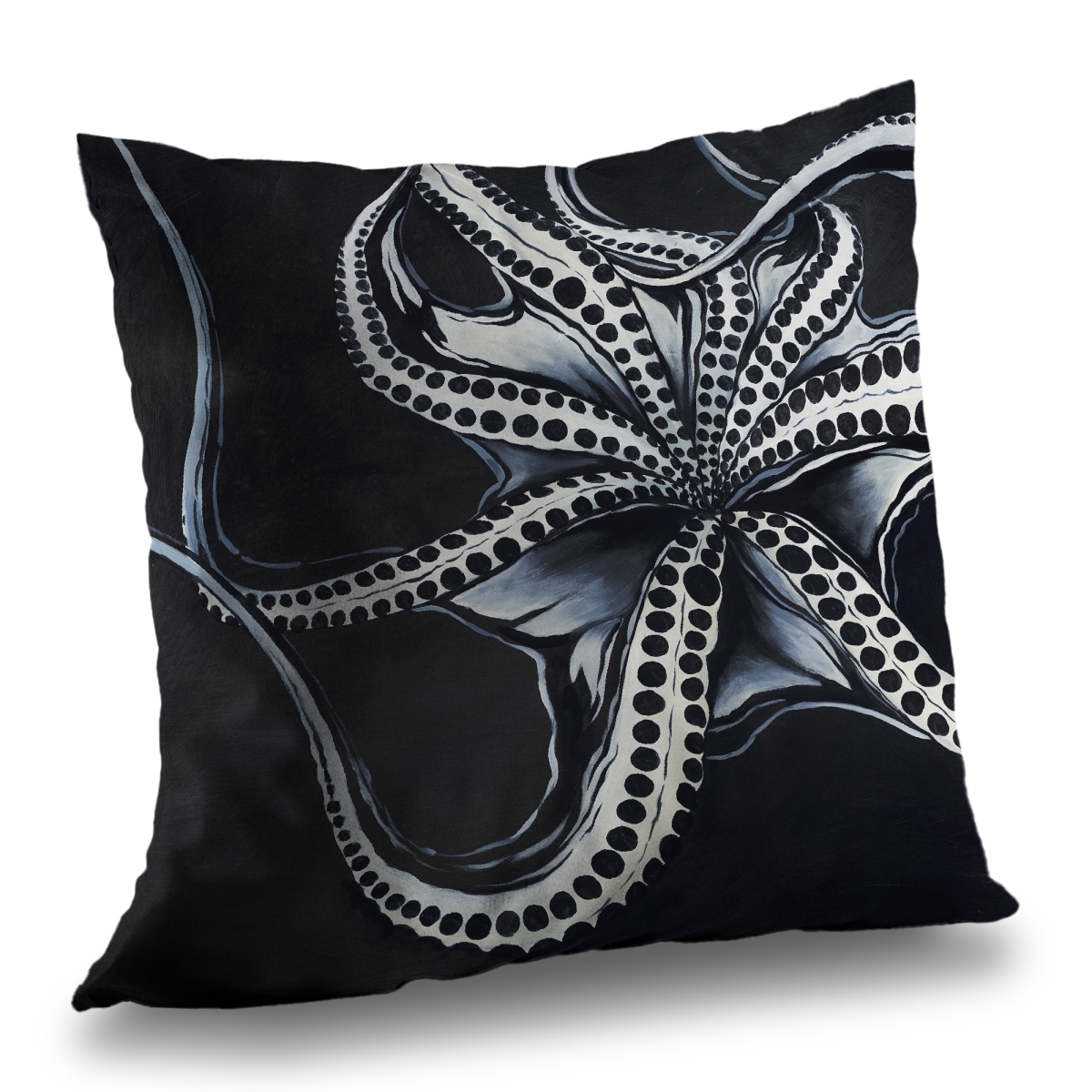 C1PT1414T06YUF 14 x 14 in. Octopus Tentacle Black Poly Twill Throw Pillow - Home Decor