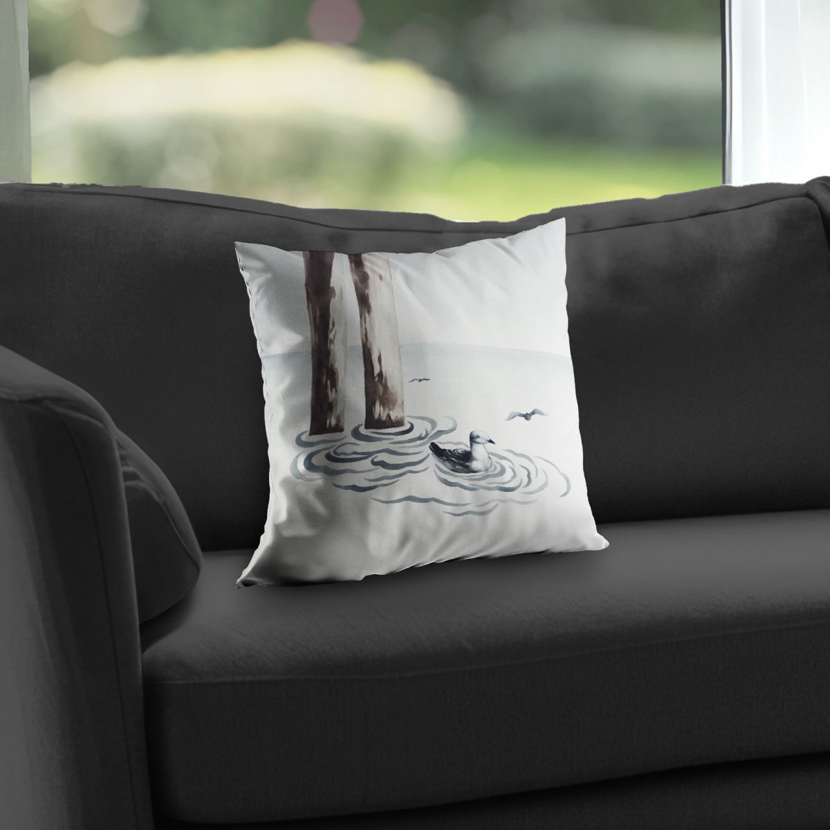 C1PT1414KE2ML7 14 x 14 in. Seagull Poly Twill Throw Pillow - Stylish Home Decor Insert