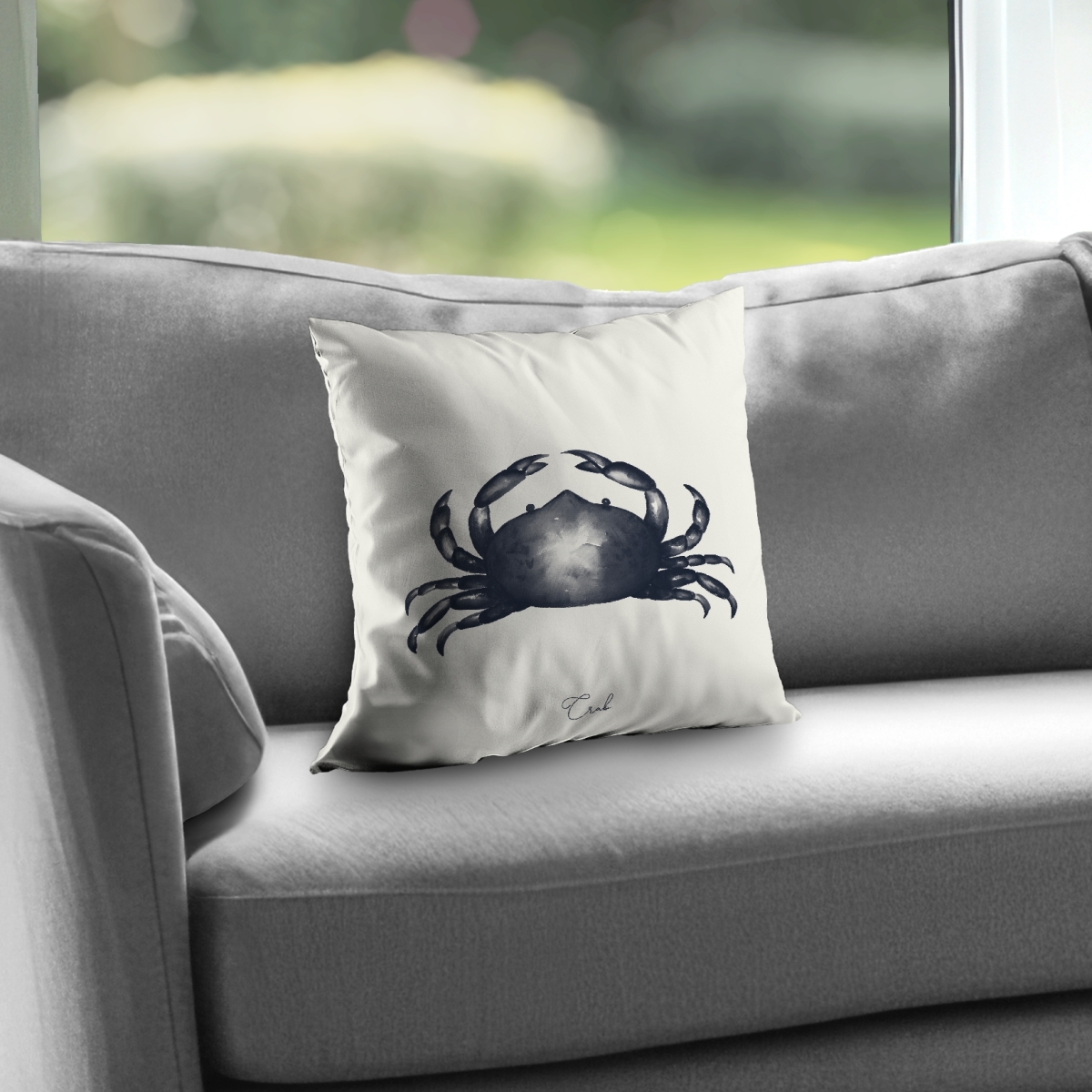C1PT1414OYXK9U 14 x 14 in. Blue Crab Coastal Beach Throw Pillow - Home Decor Insert