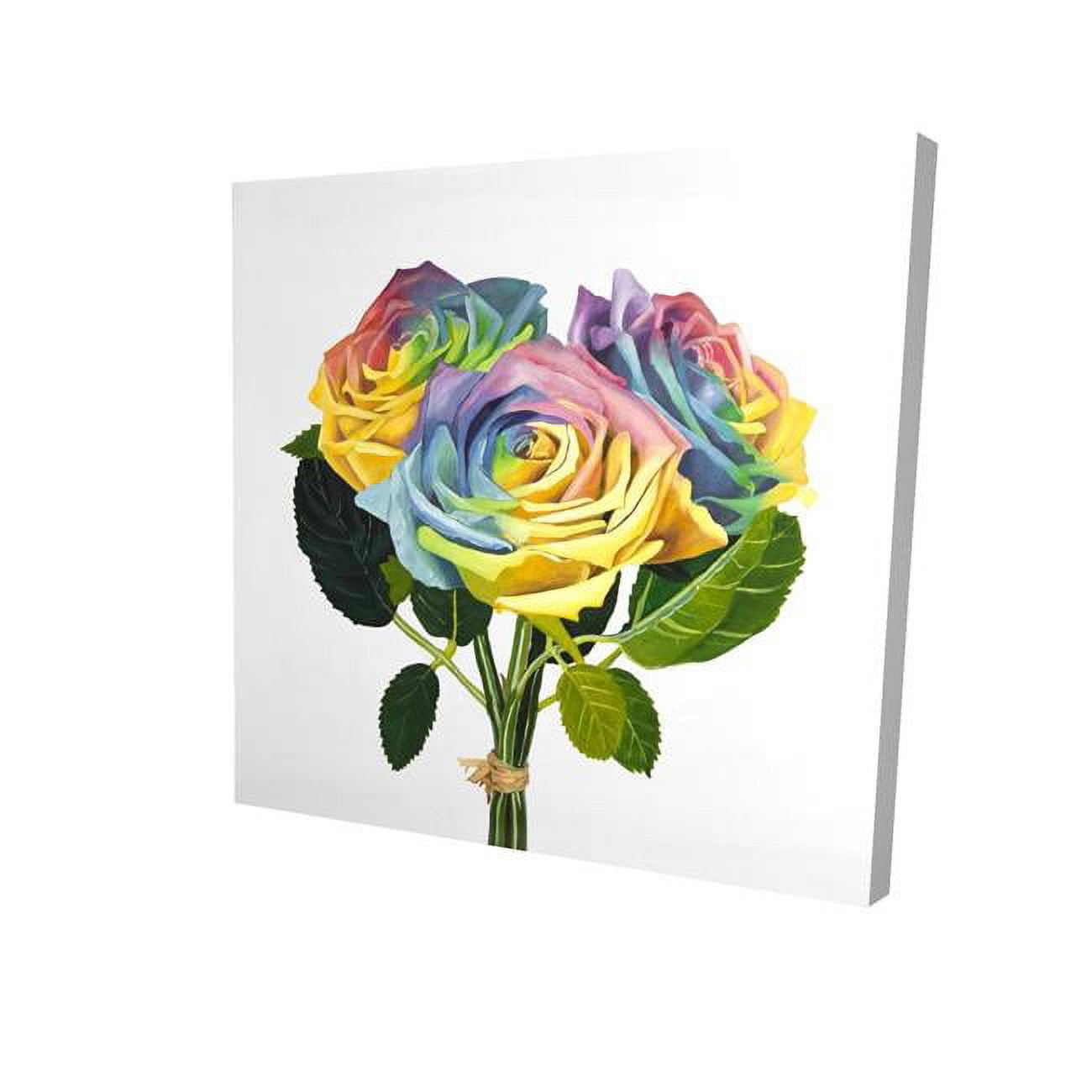 8 x 8 in. Bouquet of Rainbow Roses-Print on Canvas