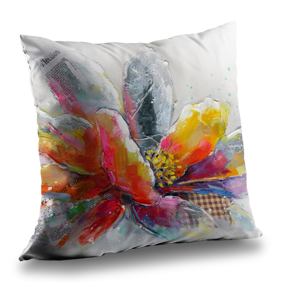 C1PT141453CKKI 14 x 14 in. Abstract Flower with Texture - Modern Floral Throw Pillow