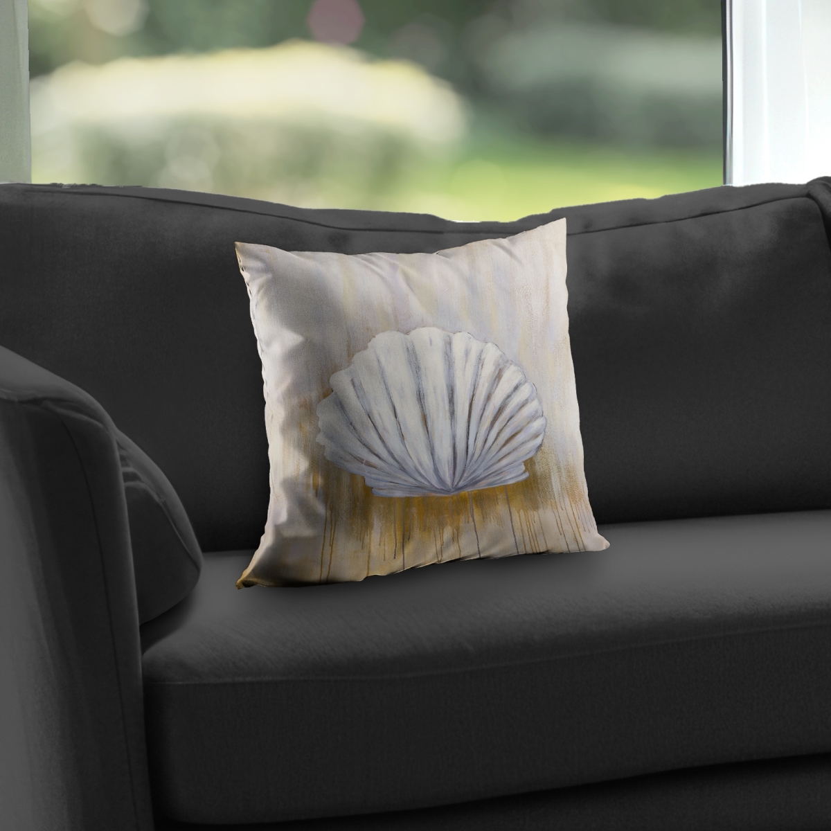 C1PT1414JMYF8W 14 x 14 in. Festoon Shell White Bathroom Poly Twill Throw Pillow - Insert