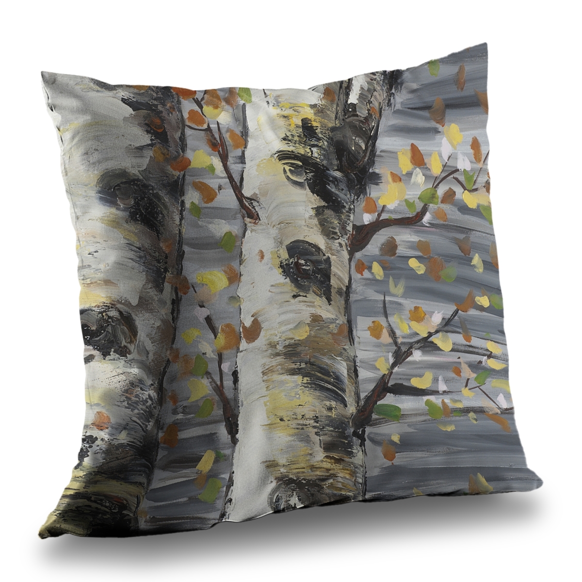 C1PT1414SAQ3JD 14 x 14 in. Budding White Birches - Office Seasons Poly Twill Throw Pillow