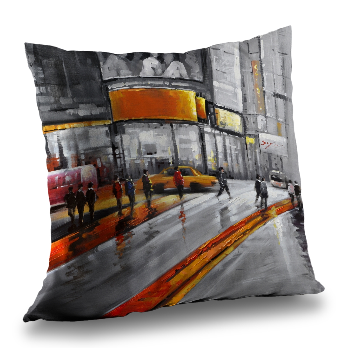 C1PT14141AA63F 14 x 14 in. Circulation in Times Square - Gray Office Twill Throw Pillow