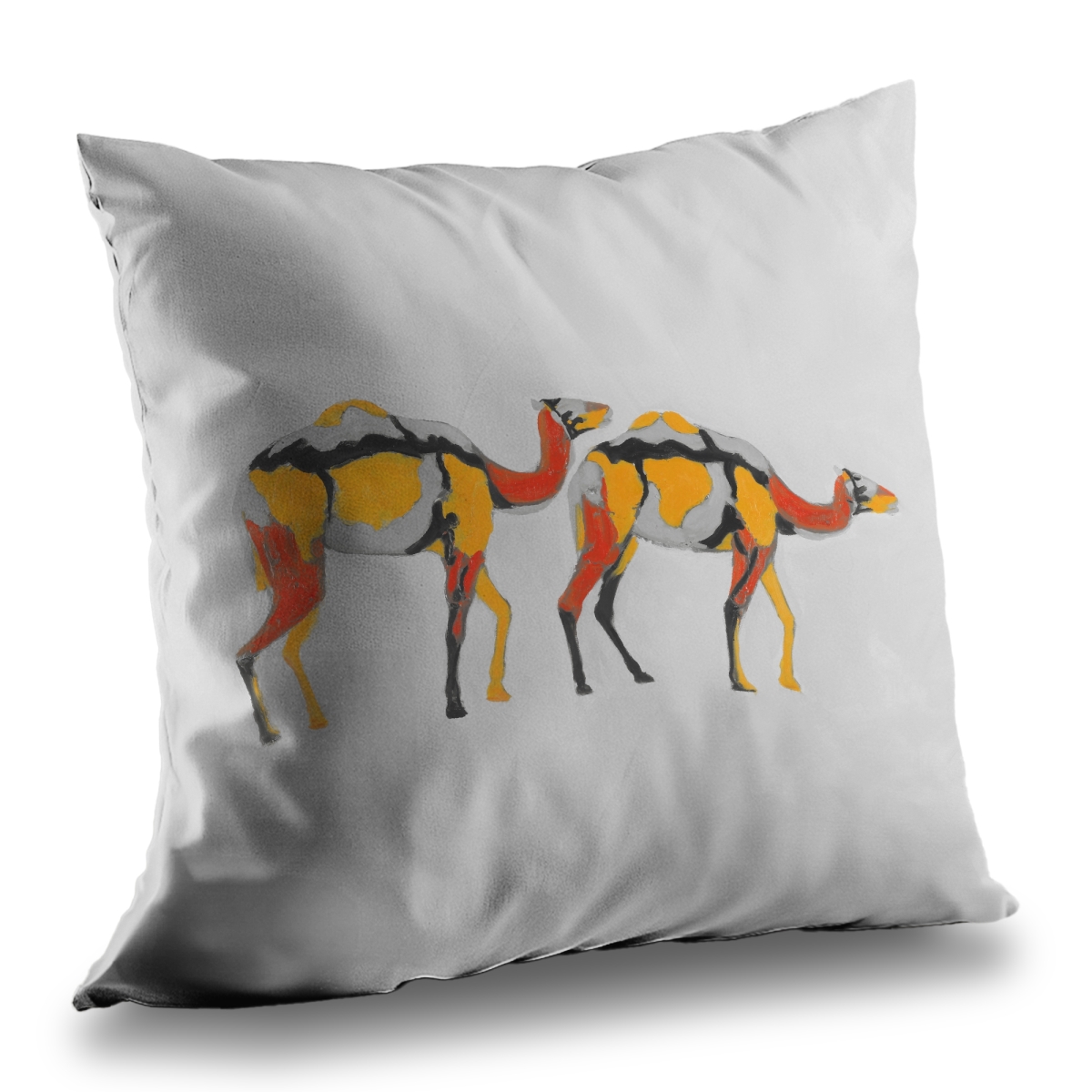 C1PT1414DYRJZU 14 x 14 in. Abstract Dromedaries Orange Throw Pillow - Contemporary Decor