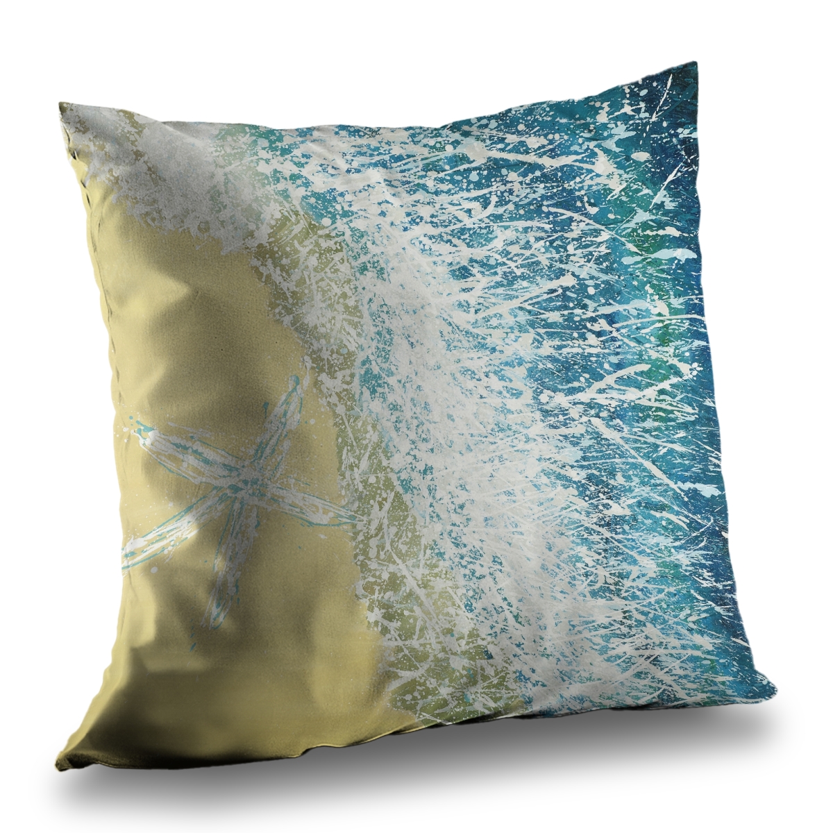 C1PT1414PEA38Q 14 x 14 in. Left Side Seastar - Turquoise Poly Twill Throw Pillow Insert
